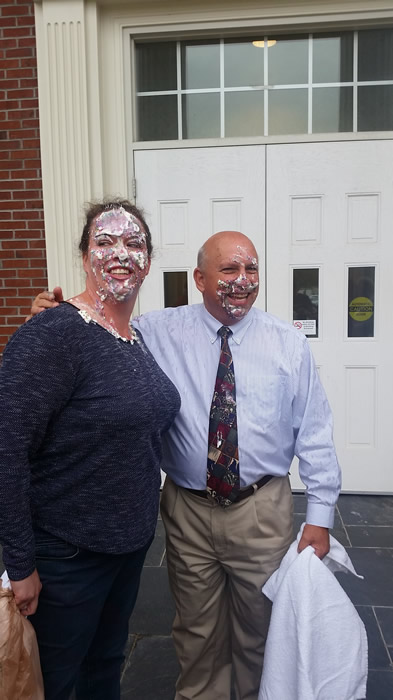 dr. noles and dr. puente after being pied 